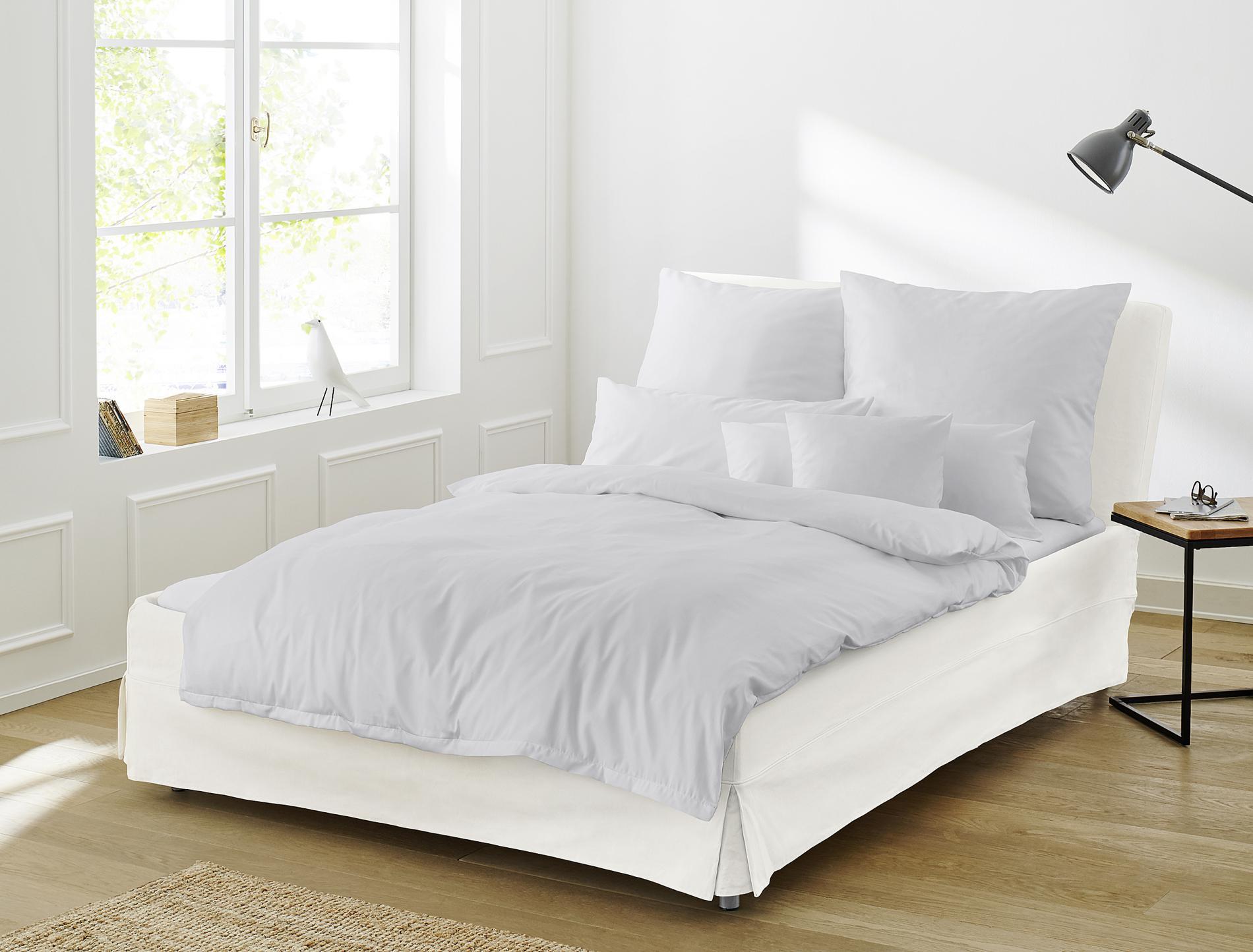 Irisette Mako-Satin-Bettwäsche PARIS ca. 155x220 cm in Farbe silber, bett, bettwäsche, duvet, weiß, wohnzimmerdekor
