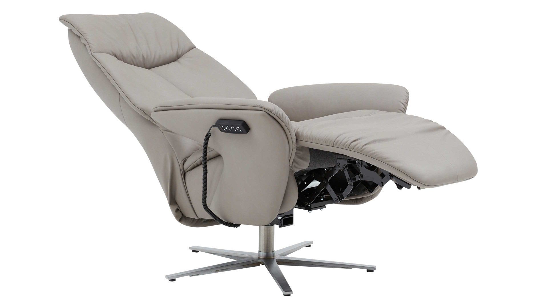 Interliving Relaxsessel, 2-motorisch IL-4552 in Leder Longlife Stahl/Sternfuß Edelstahloptik 