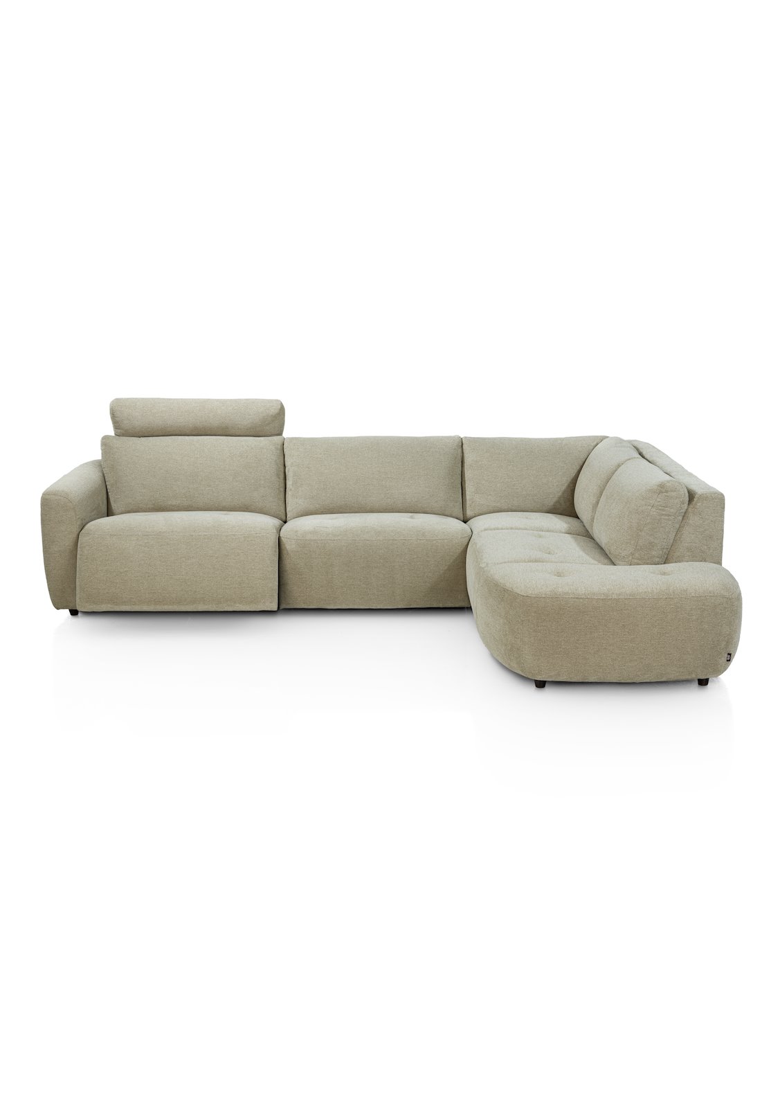 Henders & Hazel Rundecke ROCHELLE in Salbeigrün, Ecksofa, Wohnlandschaft, Beige, Samtstoff, Großes Sofa
