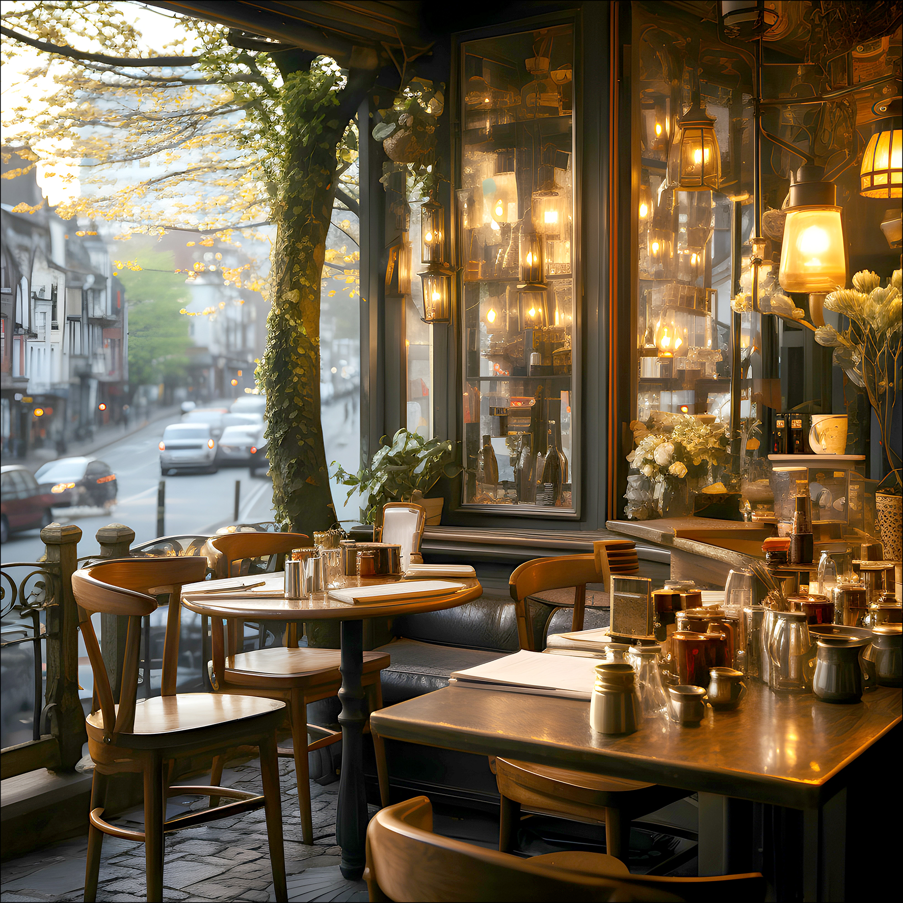 PRO ART Glas-Art 30x30cm Little Street Cafe I