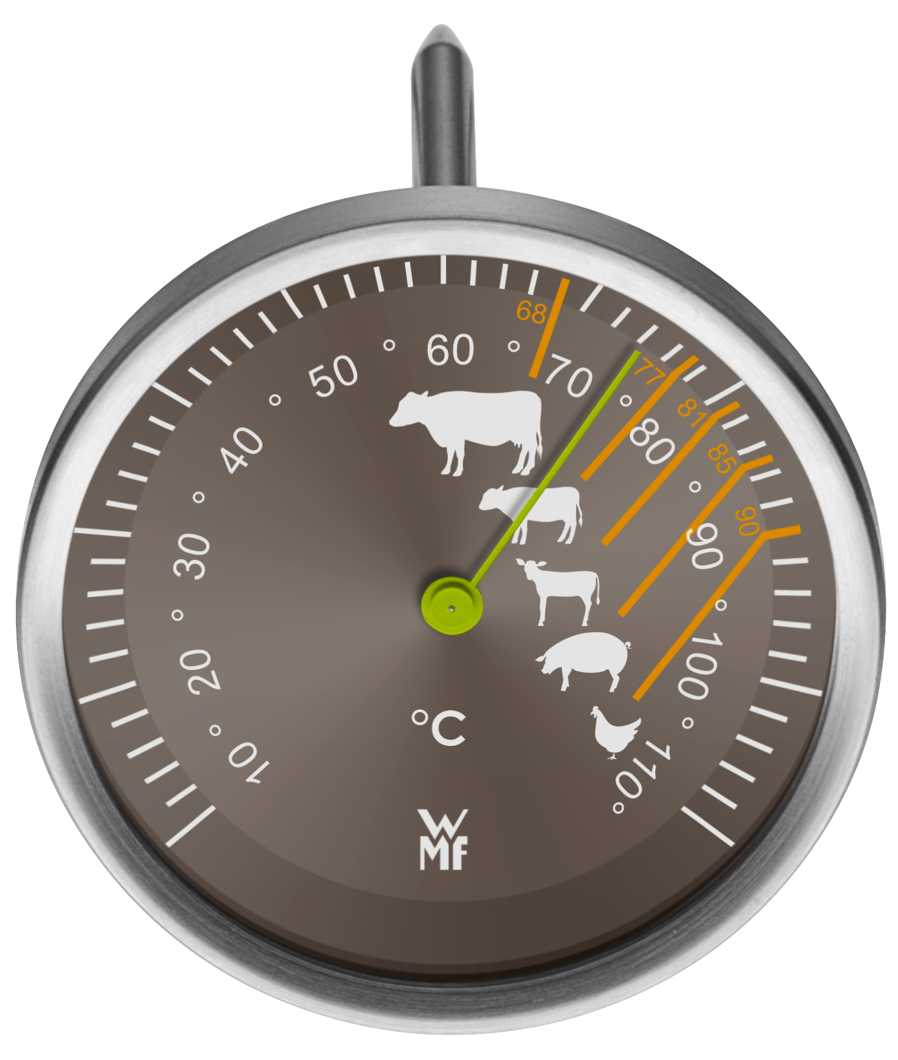 WMF Bratenthermometer, 6,3 cm in gebürstetem Edelstahl WMF Bratenthermometer, 6,3 cm in gebürstetem Edelstahl