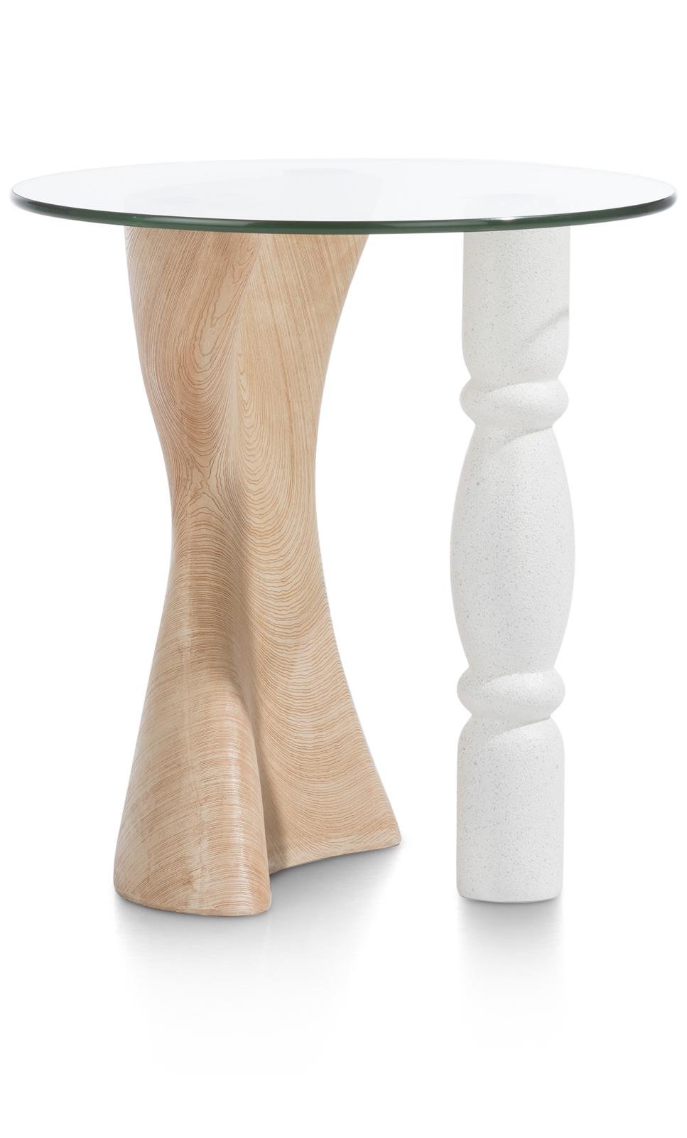 Coco Maison Beistelltisch Anna, ca. 45 x 47 x 45 cm in Holzoptik mit Glasplatte