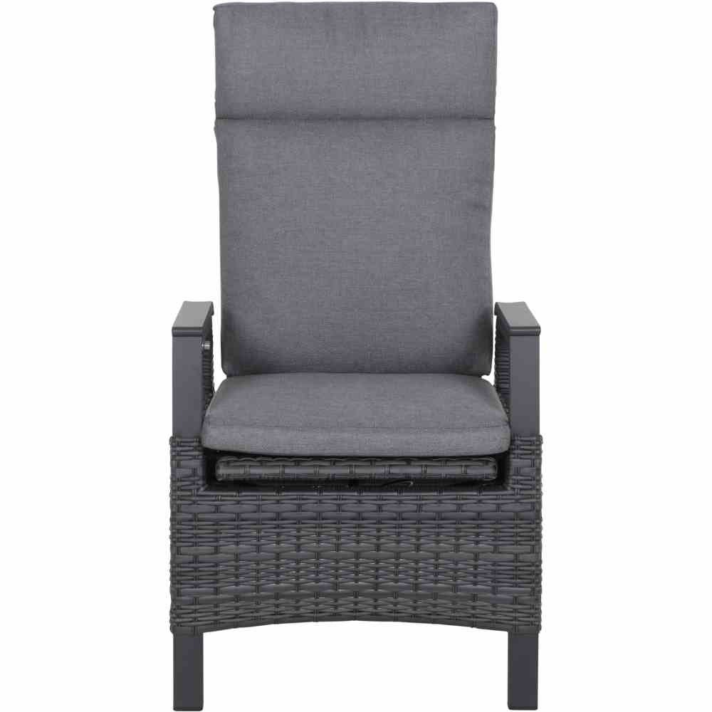 Gautzsch Dining-Sessel SOLEA in matt anthrazit/night-blue , Gartenstuhl, Rattan, Grau, Kissen, Sessel