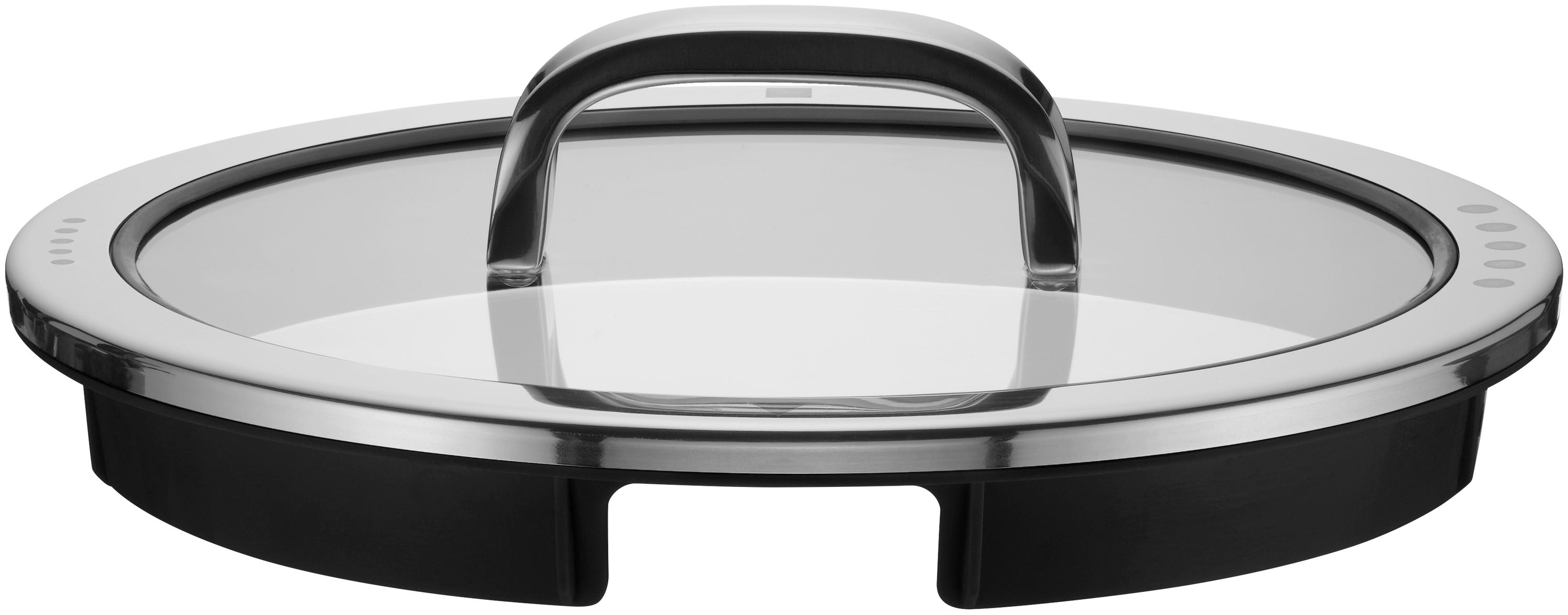 WMF Deckel 24cm Function 4 BLACK in Edelstahl/schwarz, Glasdeckel, Bräterdeckel, Edelstahlrand, Druckdeckel, Kochgeschirr-accessoire