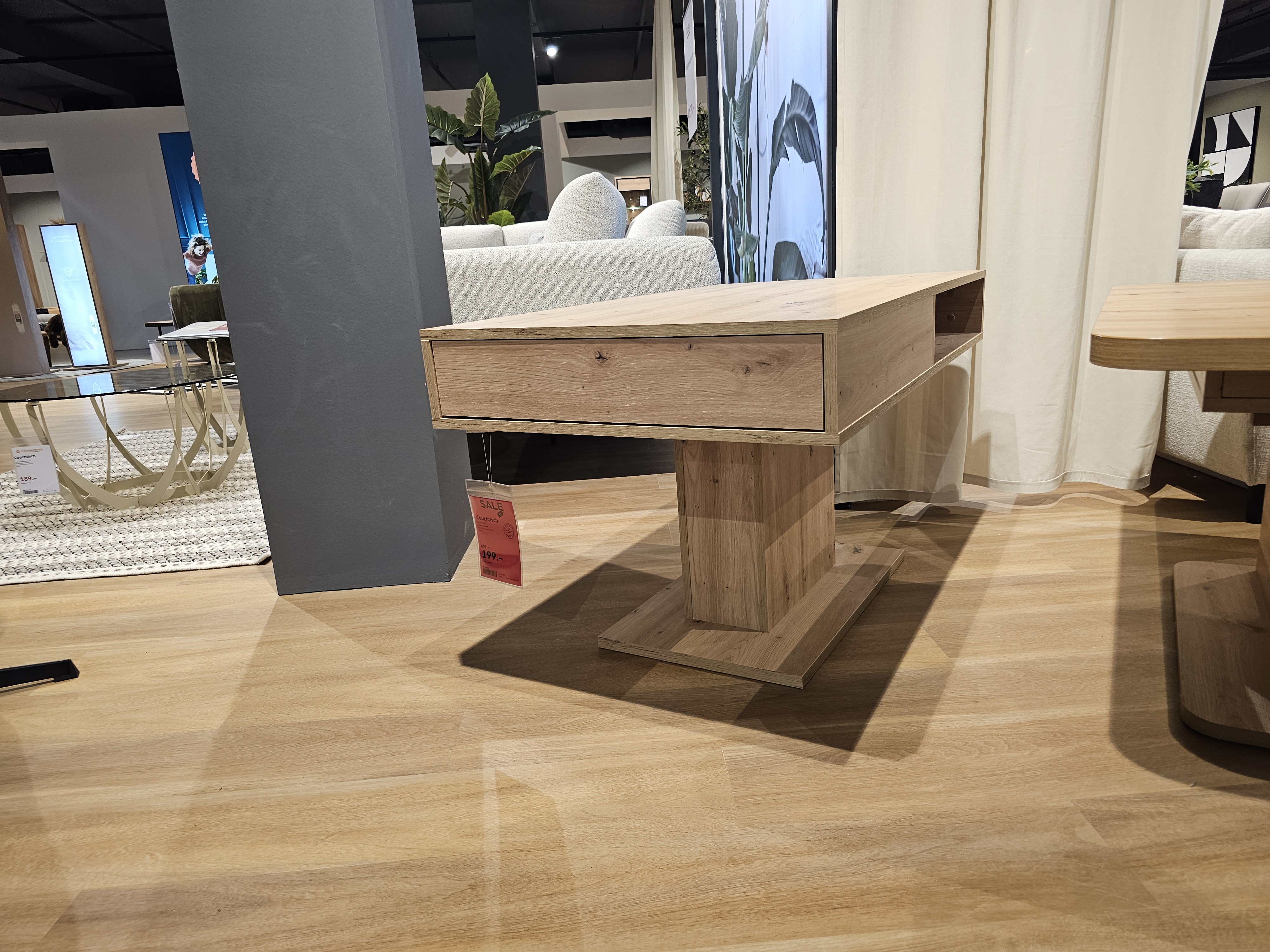 Couchtisch CORTADO in Artisan Eiche, Holztisch, Wohnzimmertisch, Klarges Holz, Kastenform, Kompakt