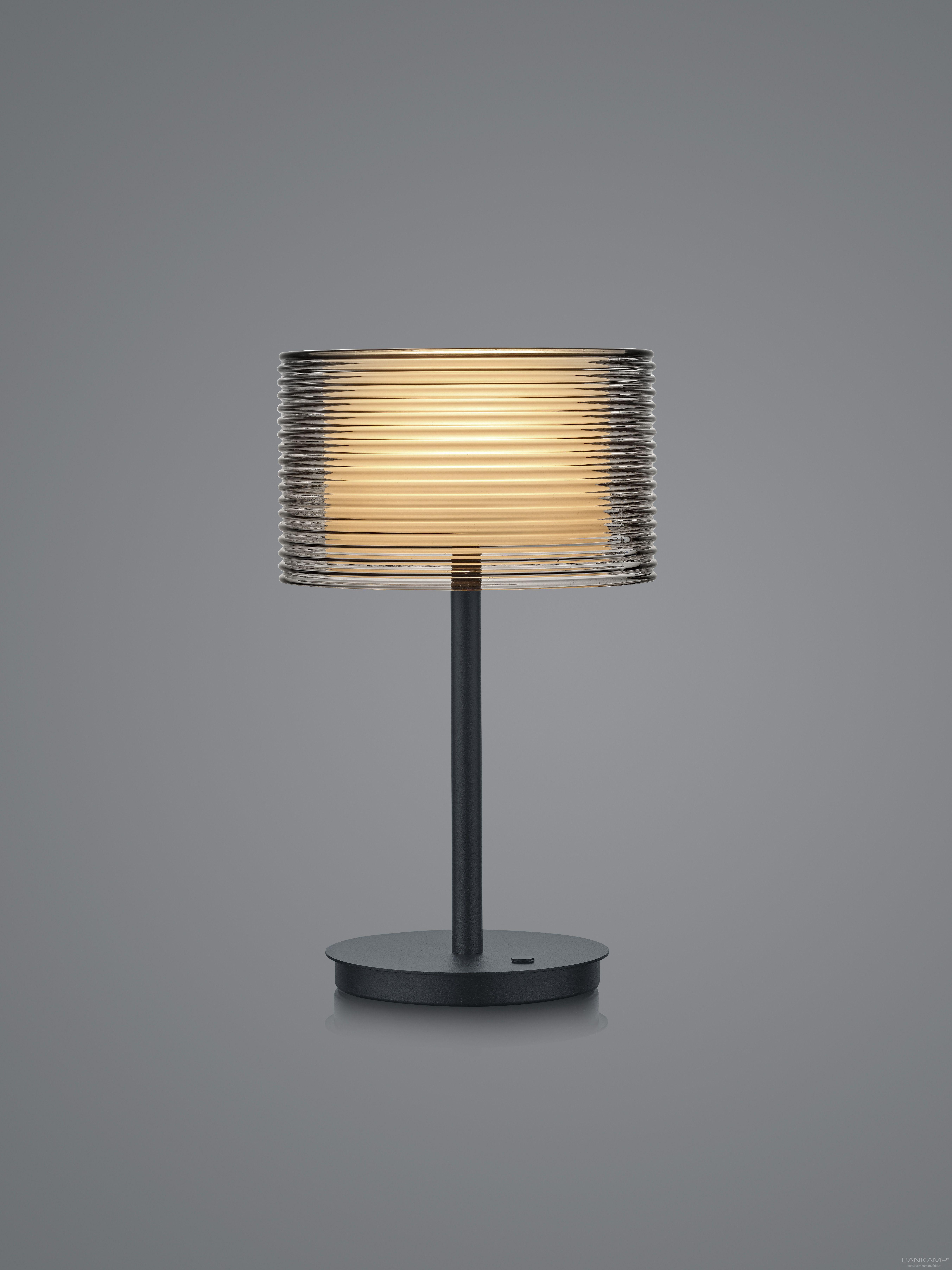 LED-Tischleuchte GRANKD GROOVE 20x34 in schwarz/Rauchglas