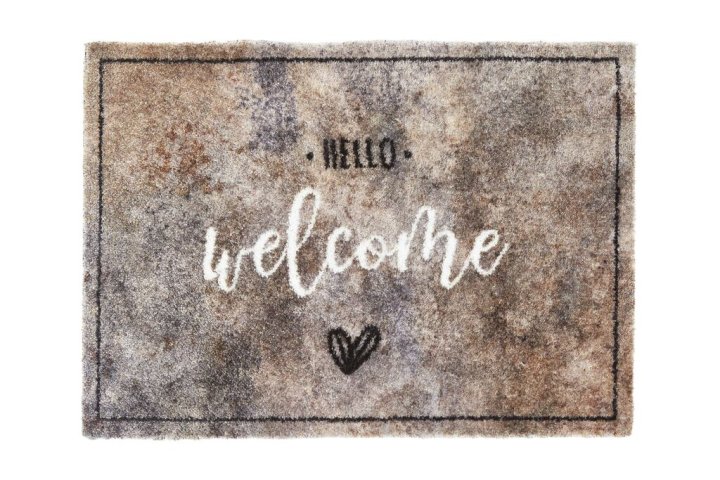 Golze & Söhne Türmatte Pure und Soft ca. 50x70cm in Farbe Hello Welcome , fußmatte, willkommen, herz, muster, rand