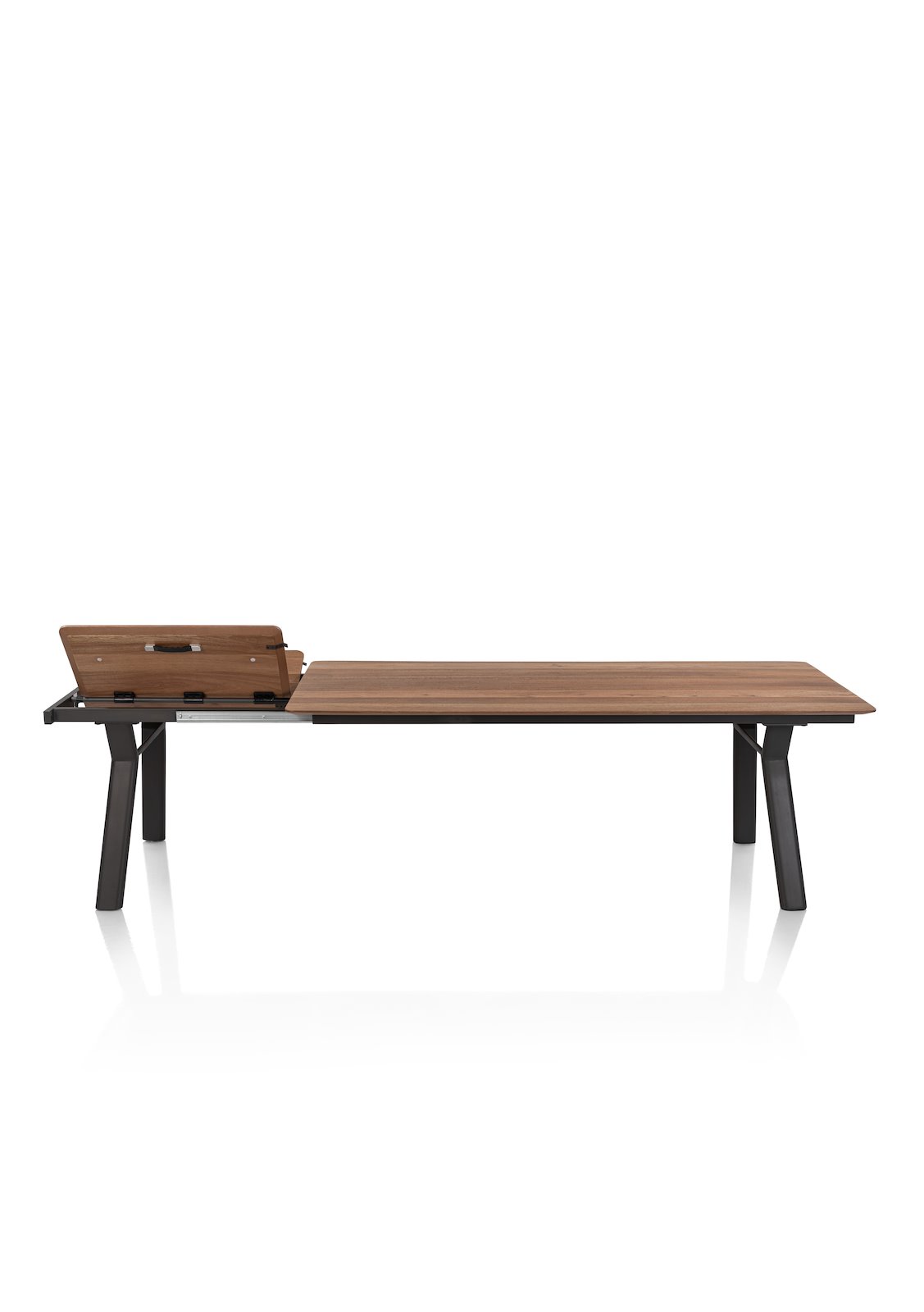 Henders & Hazel Ausziehtisch TRAPANI ca. B100 H77 T210 cm in Mango furniert smoked lack., Esstisch, Ausziehbar, Holzoberfläche, Metallbeine, Klappbar