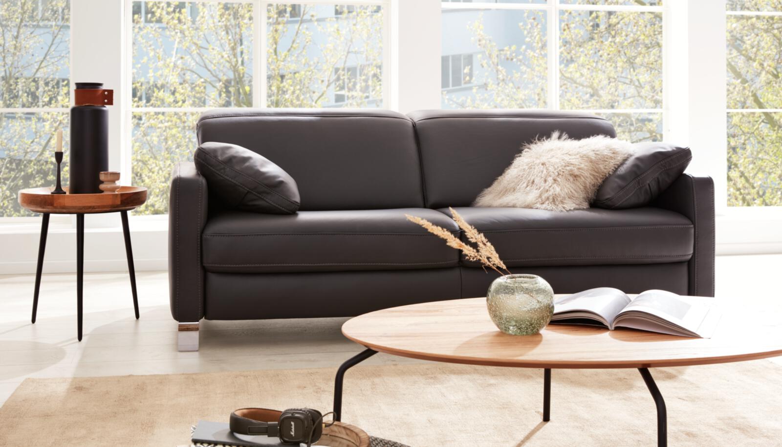 Interliving Sofa 3-sitzig INTERLIVING 4054 ca. B218 T104 cm in Leder Credo anthrazit 60