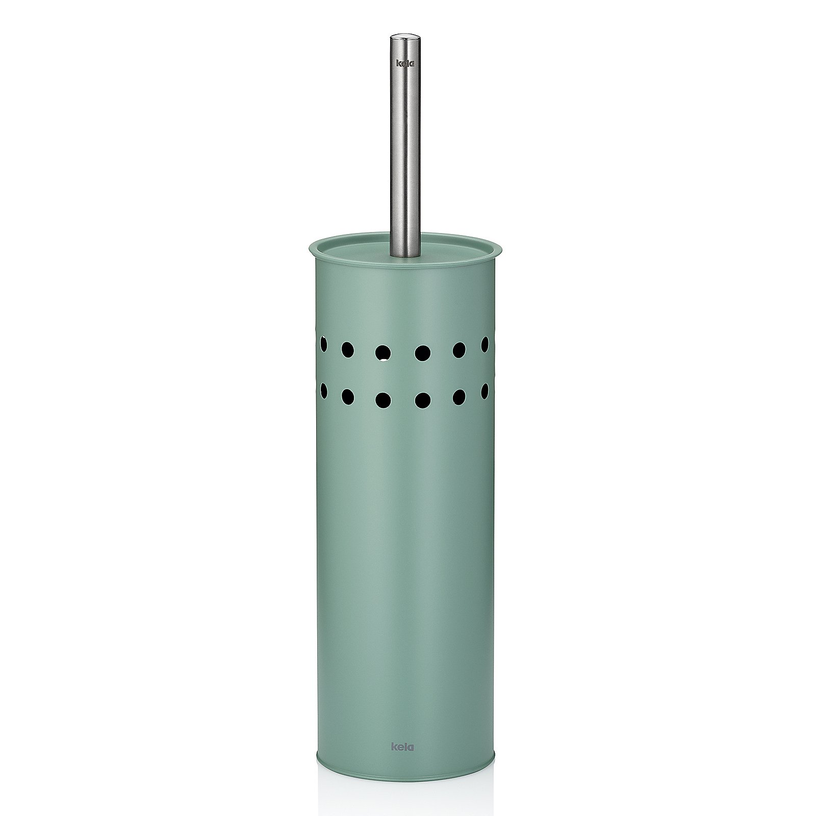 Kela WC-Garnitur LEO in Farbe Jadegrün, Toilettenbürste, Halter, Türkis, Metall, Löchrig, Toilettenpapierhalter, Mülleimer, Küchenzubehör, Metall, Mintgrün