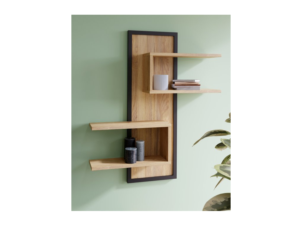 Forte Möbel Wandregal JYTANA in Mauvella oak/Mauvella oak schwarz