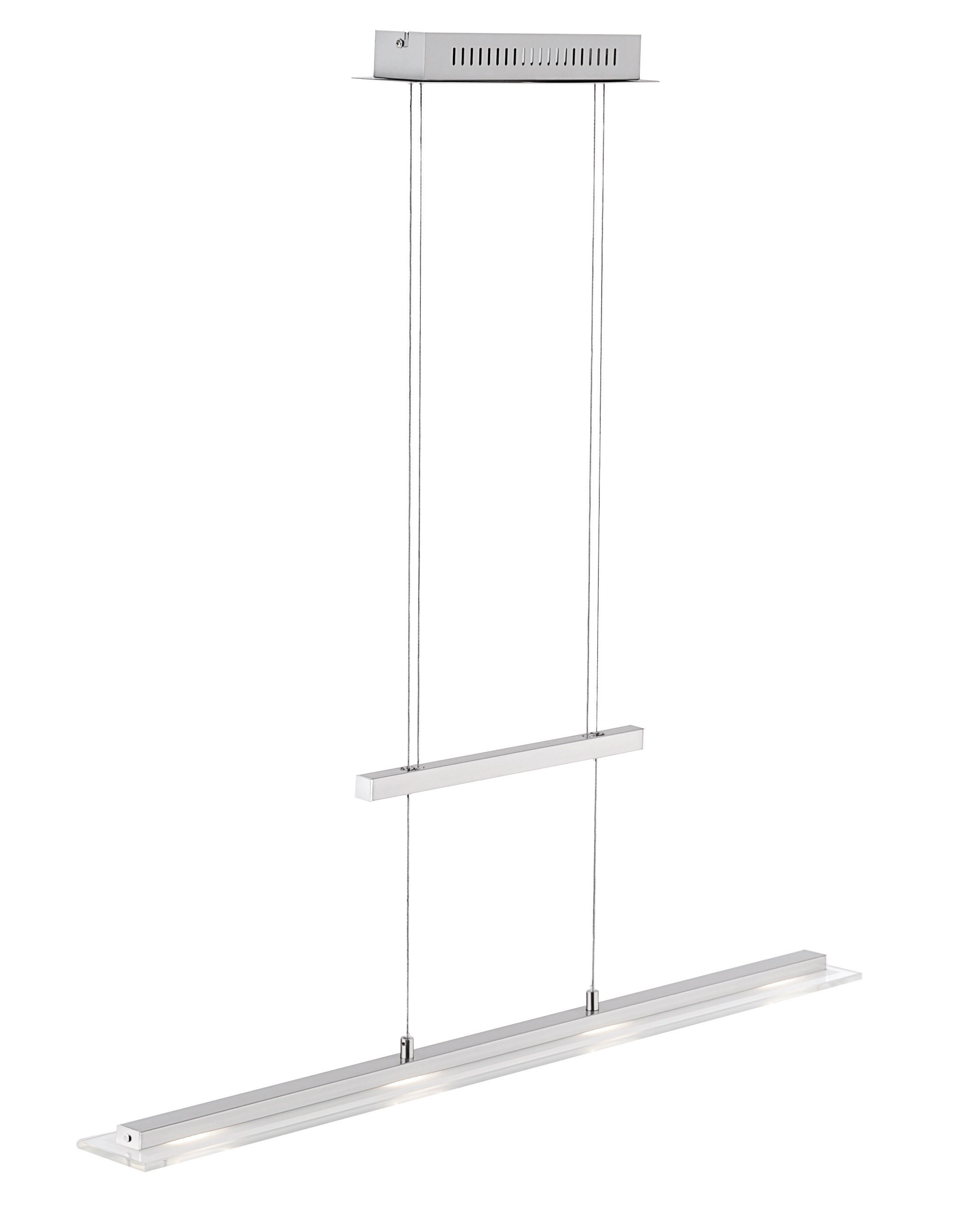 Fischer & Honsel LED-Pendelleuchte TENSO TW ca. B9 L88 cm in Nickel matt/Chrom, Glas teils.