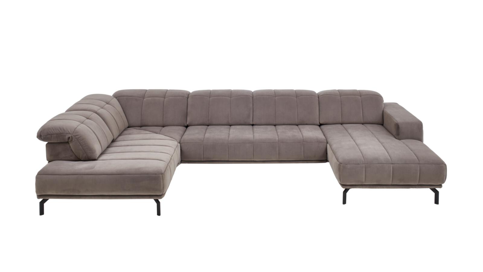 Modulmaster Wohnlandschaft MM-MP1152 ca. 383x219cm in Stoff Salsa grey, Ecksofa, Sofa, Samtstoff, Beige, Modulares Design