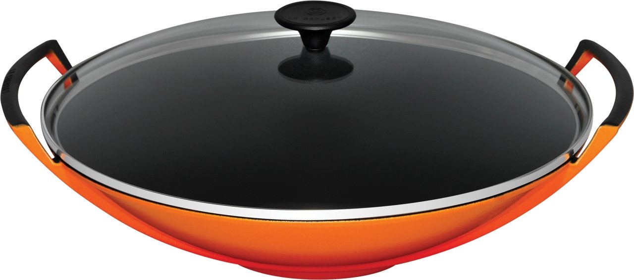Le Creuset Wok mit Glasdeckel Ofenrot