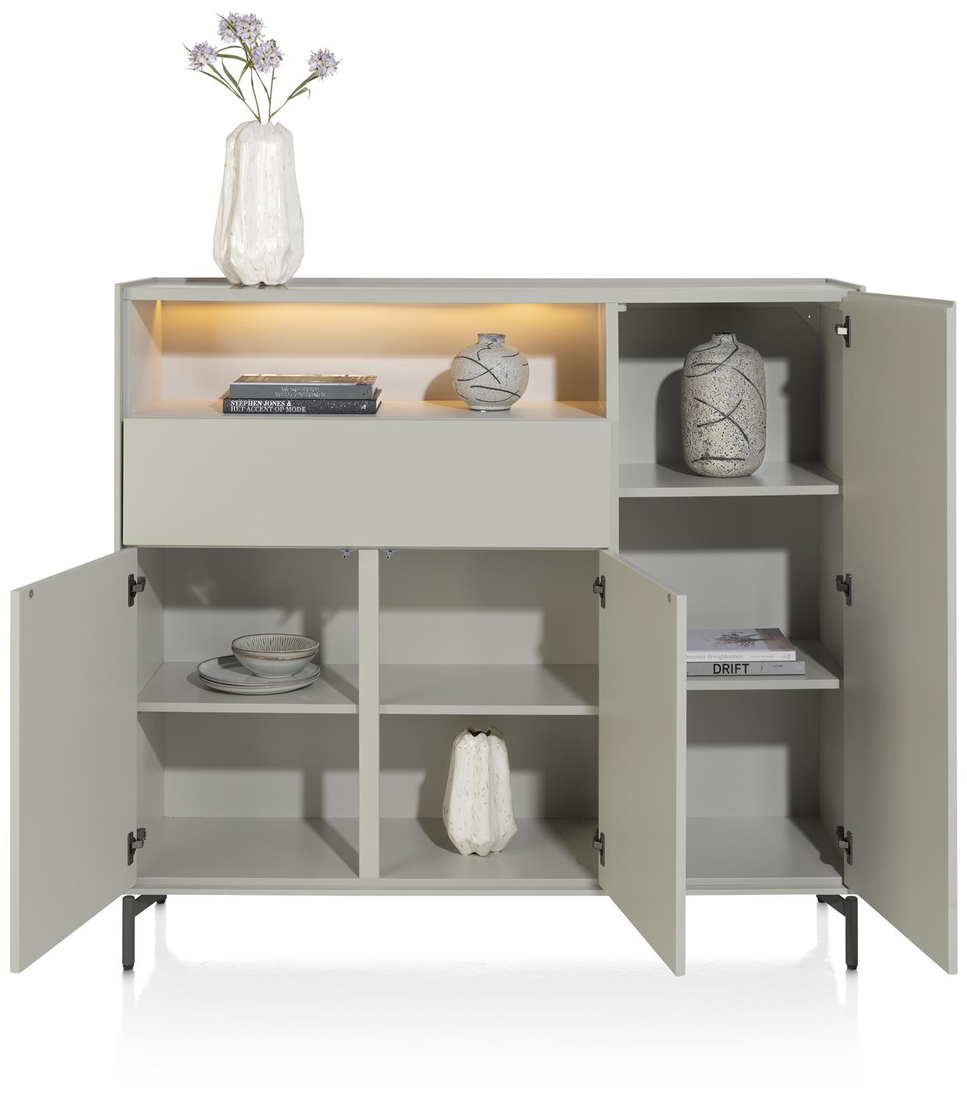 XOOON Highboard NOON ca. B148 H135 T42 cm in silk grey