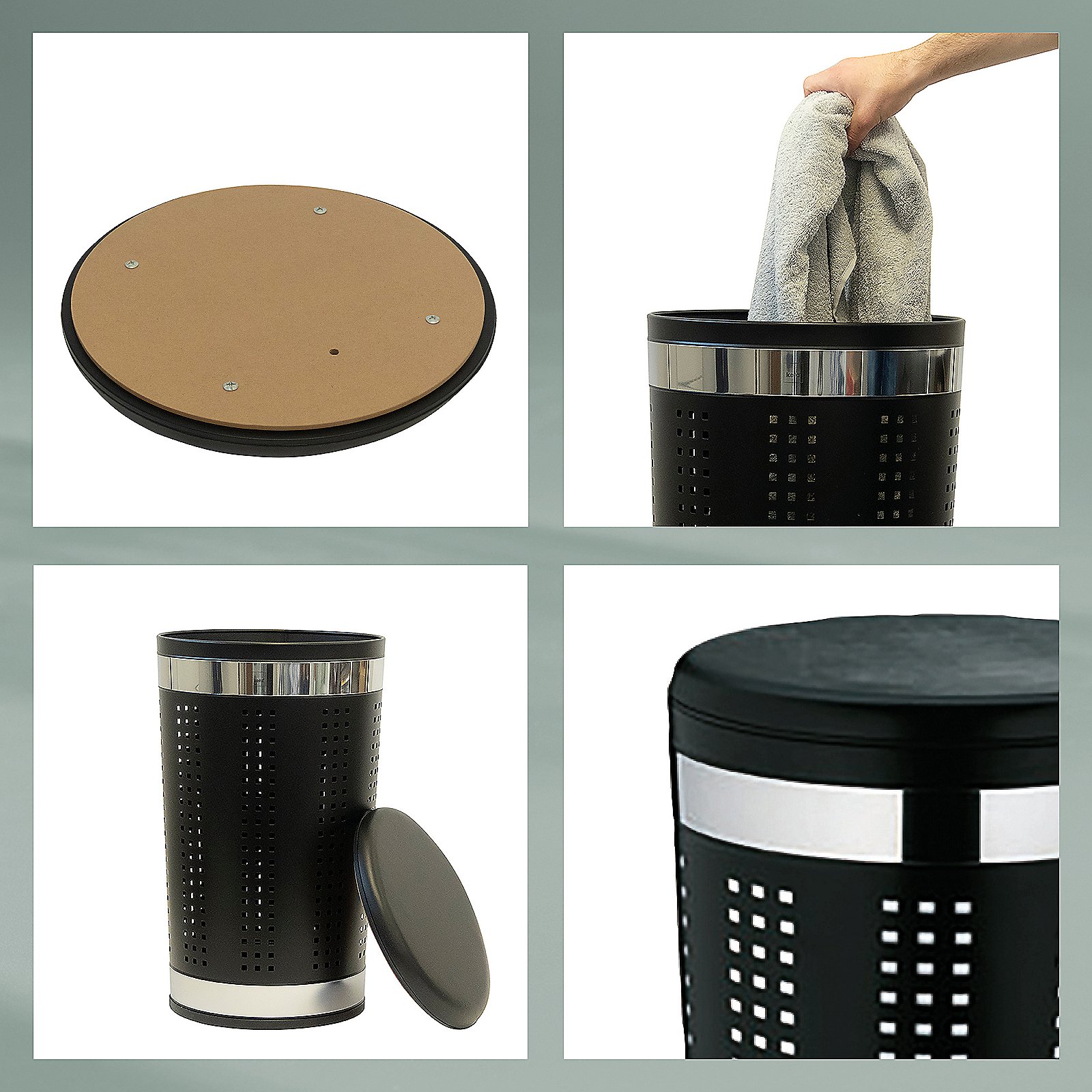 Kela Sitz-Wäschebox Sevilla schwarz SEVILLA in , Zinn, Mobiliar, Tabelle, Kann