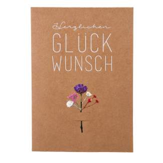 Blumenkarte HERZLICHEN GLÜCKWUNSCH in Herzlichen Glückwunsch, karte, glückwunsch, bastelkarte, blumen, briefkartengröße