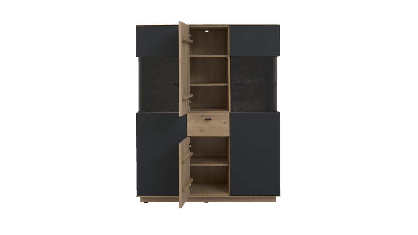 Interliving Highboard IL 2025 in Front Wildeiche massiv, Korpus Wildeiche furniert Interliving Highboard IL 2025 in Front Wildeiche massiv, Korpus Wildeiche furniert