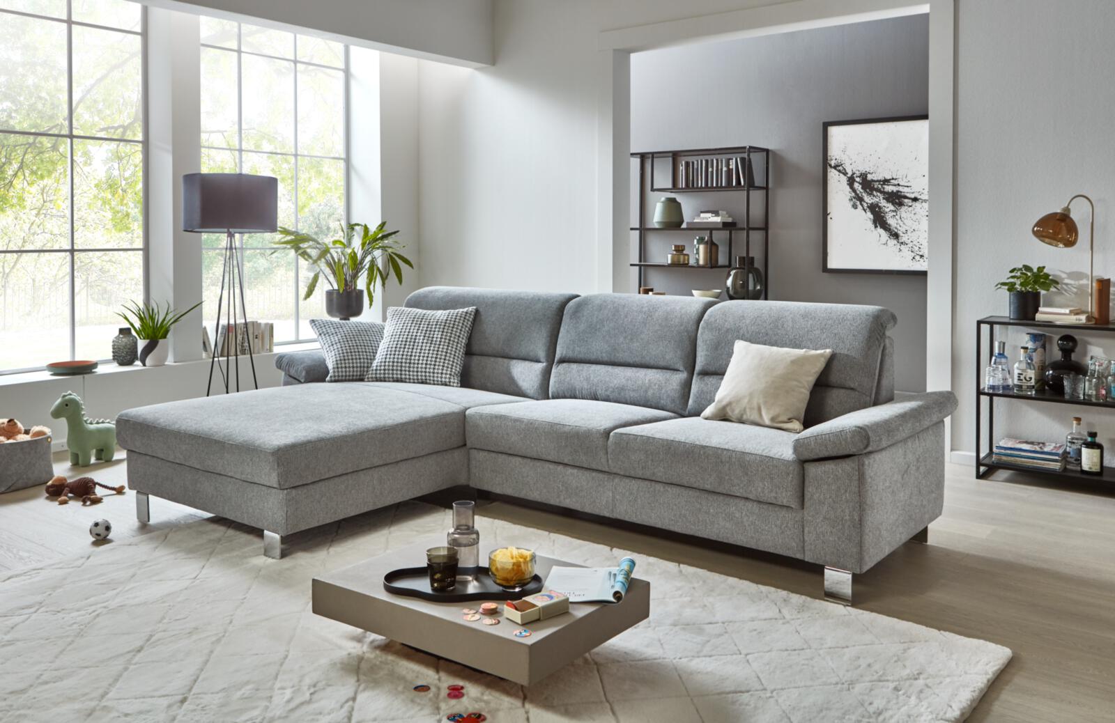 Dietsch Polsterecke ENJOY SELECT ca.185x305cm in Stoff Mito platin, wohnzimmer-sofa, ecksofa, grau, stoff, tisch