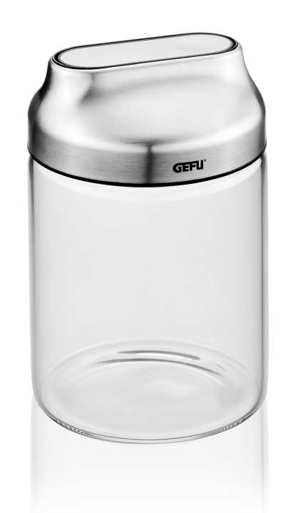 GEFU Vorratsdose KIPPO in Farbe schwarz/silber/transparent GEFU Vorratsdose KIPPO in Farbe schwarz/silber/transparent, Kaffeemaske, Filterkanne, Glaskanne, Edelstahldeckel, Gefu-Brand (vermutlich)