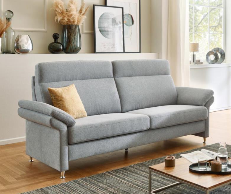 Carina 3-Sitzer Sofa PRIMUS ca. B196 H103 T89 cm in Stoff Mono light grey PG: 2/6, Couch, Mobiliar, Kissen, Dekoration für Zuhause, Kopfkissen