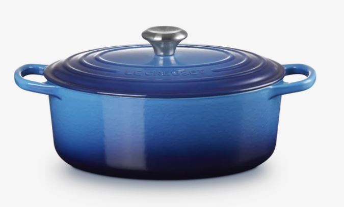 Le Creuset Bräter Sig 29cm SIG in Farbe Azure, Kochtopf, Stieltopf, Gusseisen, Induktion, blau