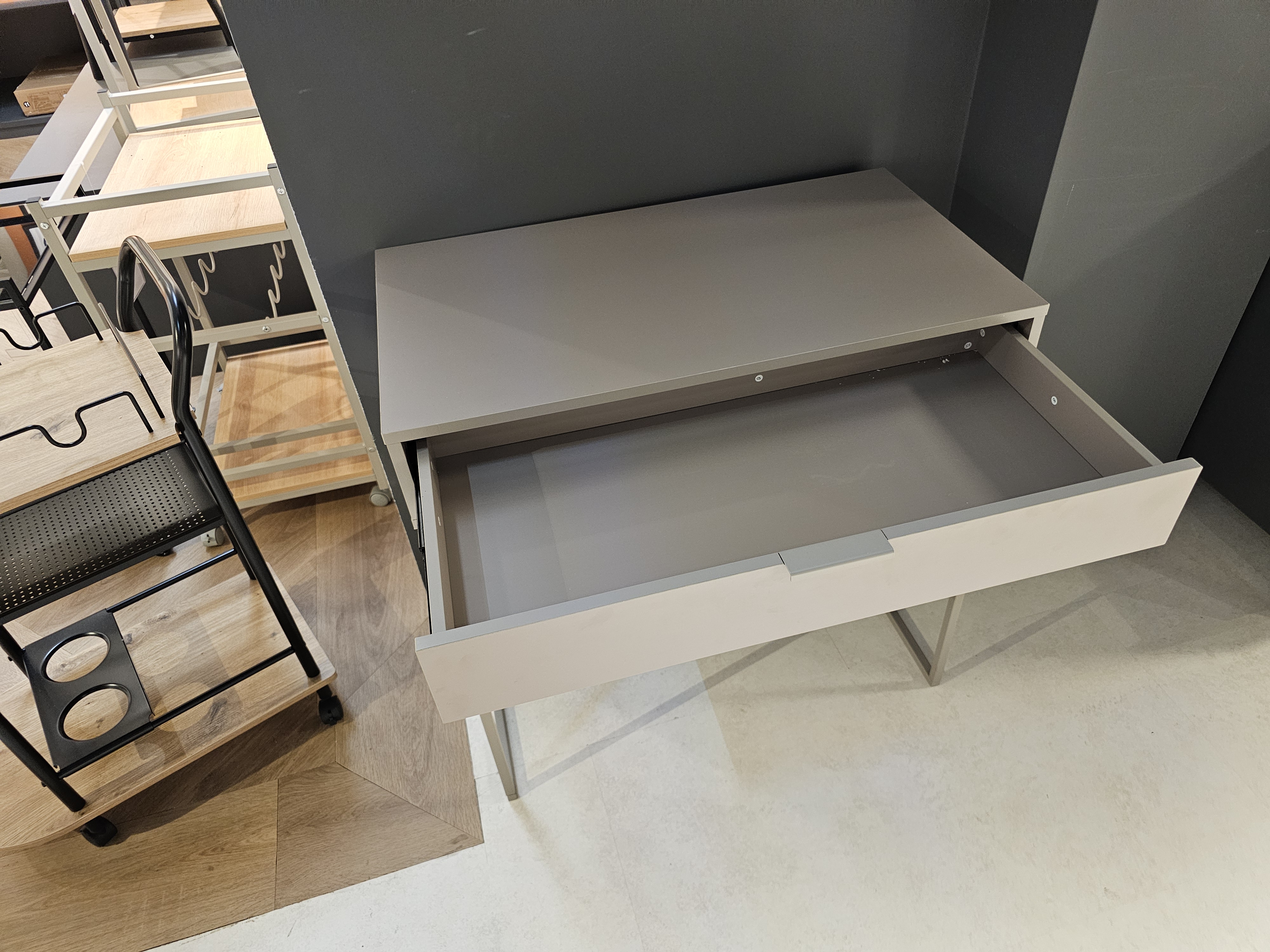 Konsole MALMÖ 8045 in Farbe Kaschmirbraun, Schublade, Grau, Metall, Aufbewahrung, Arbeitsplatzmöbel