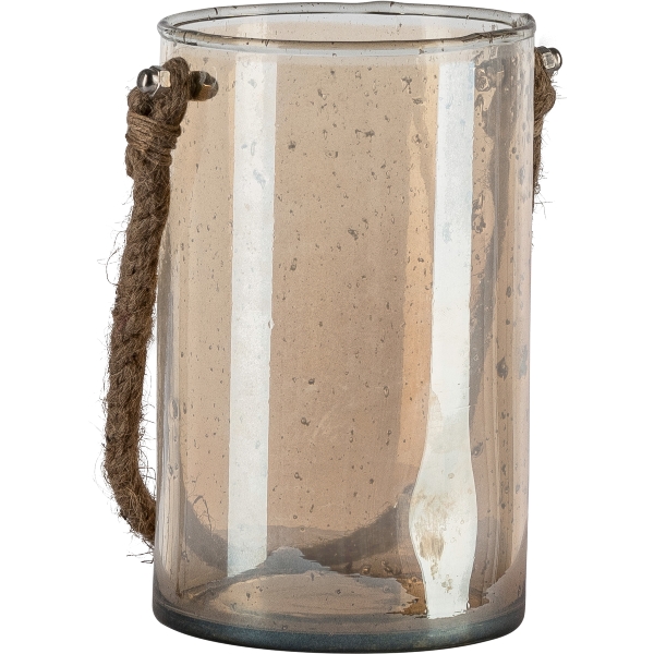 Gasper Glas, Windlicht, m.Natur in Farbe Gold, Lanterne, Glas, Lanterne, Kerzenhalter, Jute-Seil