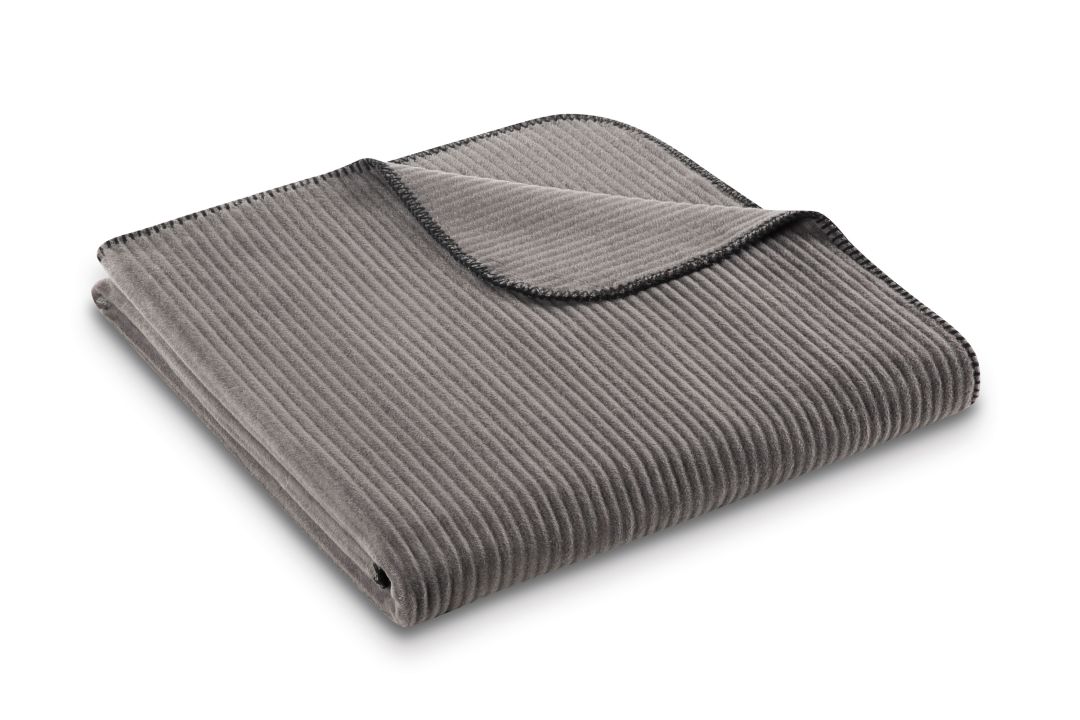 Biederlack Decke ca. 150x200cm in Farbe Feel Cord Dark, decke, cord, Corduroy, plüsch, grau
