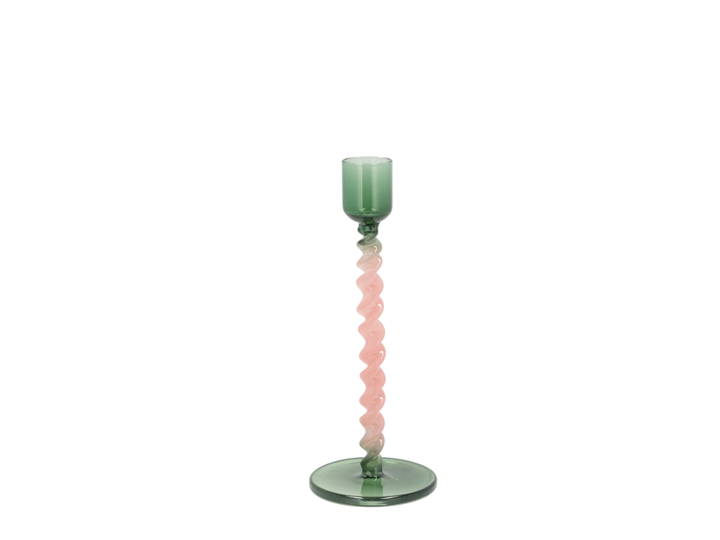 Villa Collection Glaskerzenhalter 7,4 cm in Farbe grün/rosa