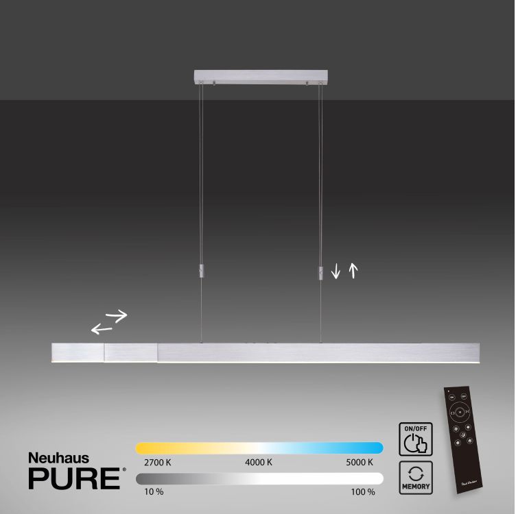 Paul Neuhaus LED-Pendelleuchte Pure-Moto in Aluminium