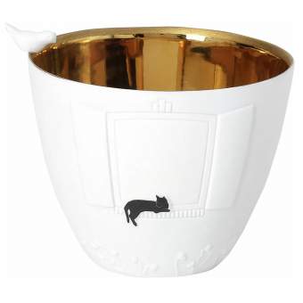 Poesielicht KATZENBESUCH in Katzenbesuch, tasse, keramik, weiß, goldene innenseite, fixture mit pferd