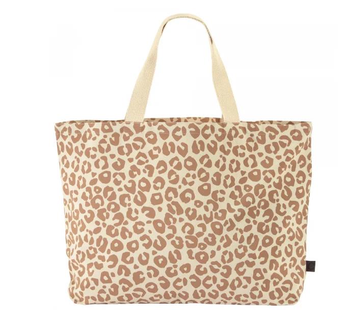 Cawö Tasche LEO BAG 40x60cm in Farbe natural/leo, Tote, Leopardendruck, Leinen, Beutel, Tragetasche