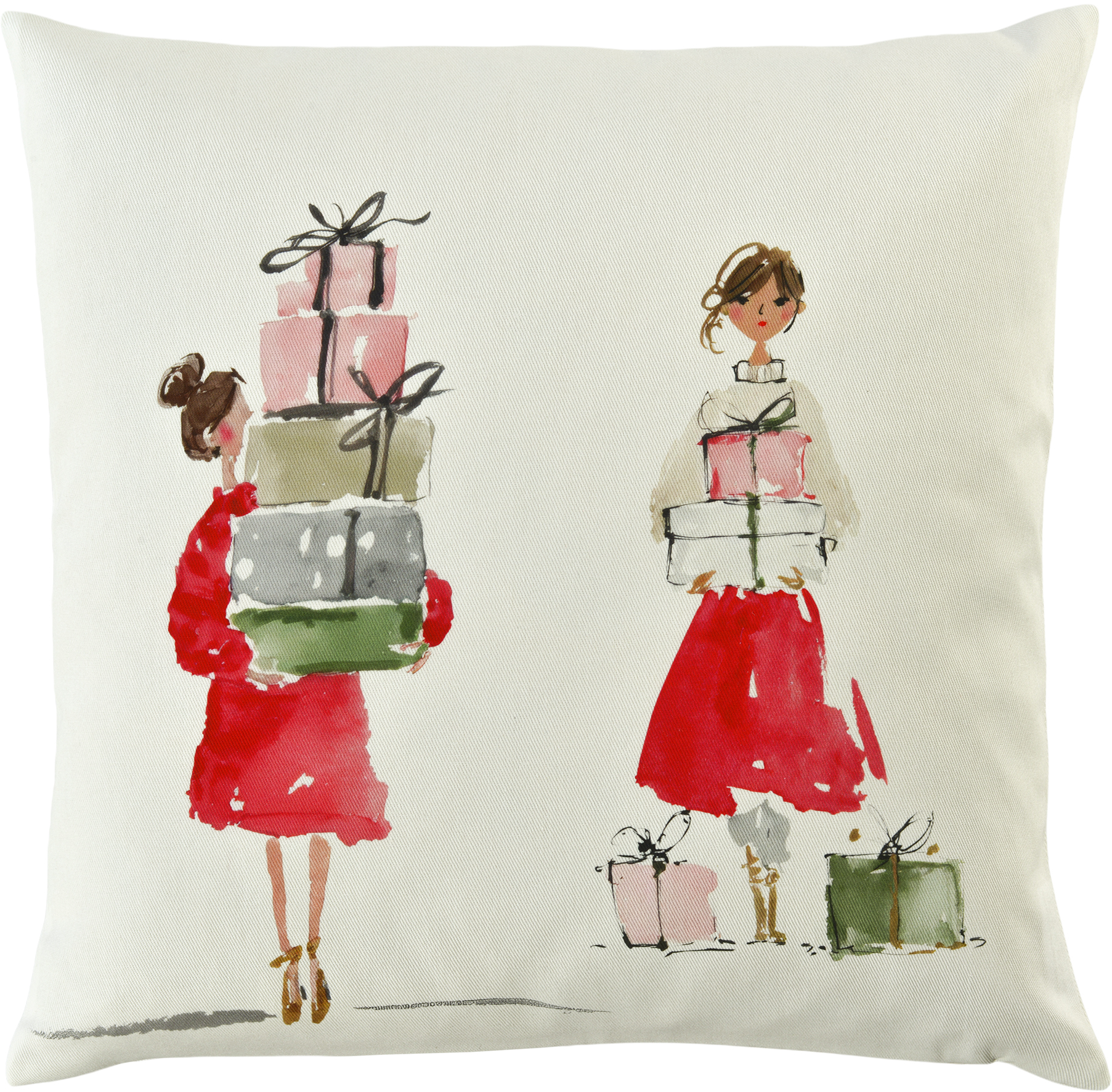 Sander Kissenhülle XMAS SHOPPING ca. 45x45cm in Farbe original, Kissenbezug, Dekokissen, Weihnachtsgeschenke, Geschenke, Stiefel