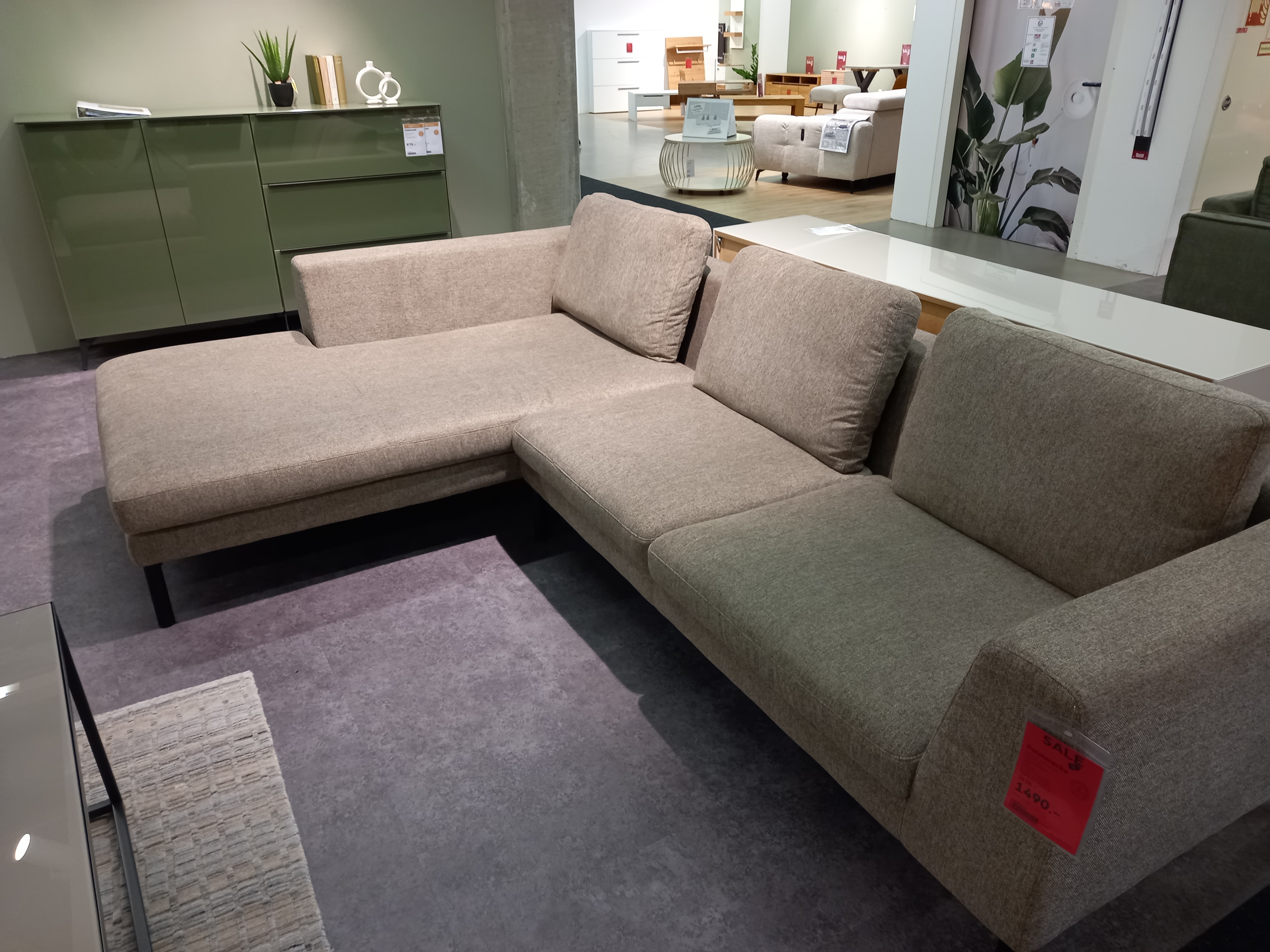 Roomio Polsterecke ROOMIO 4101 ca. 201x301cm in Stone, Ecksofa, Stoffbezug, L-Form, Ottomane, Taupe-grau