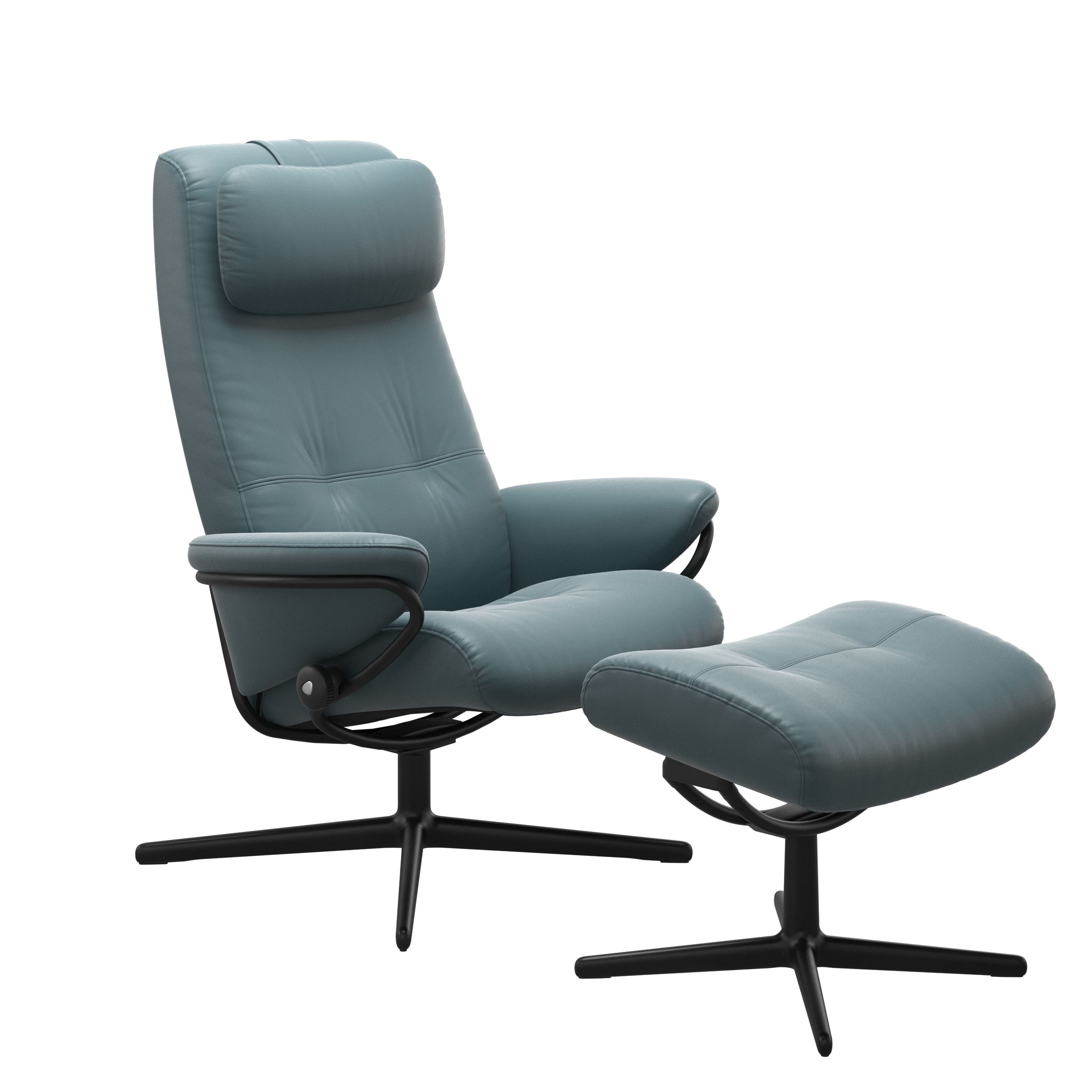 Stressless Sessel mit Hocker BERLIN CROSS HB in Leder Paloma Teal blue Stressless Sessel mit Hocker BERLIN CROSS HB in Leder Paloma Teal blue