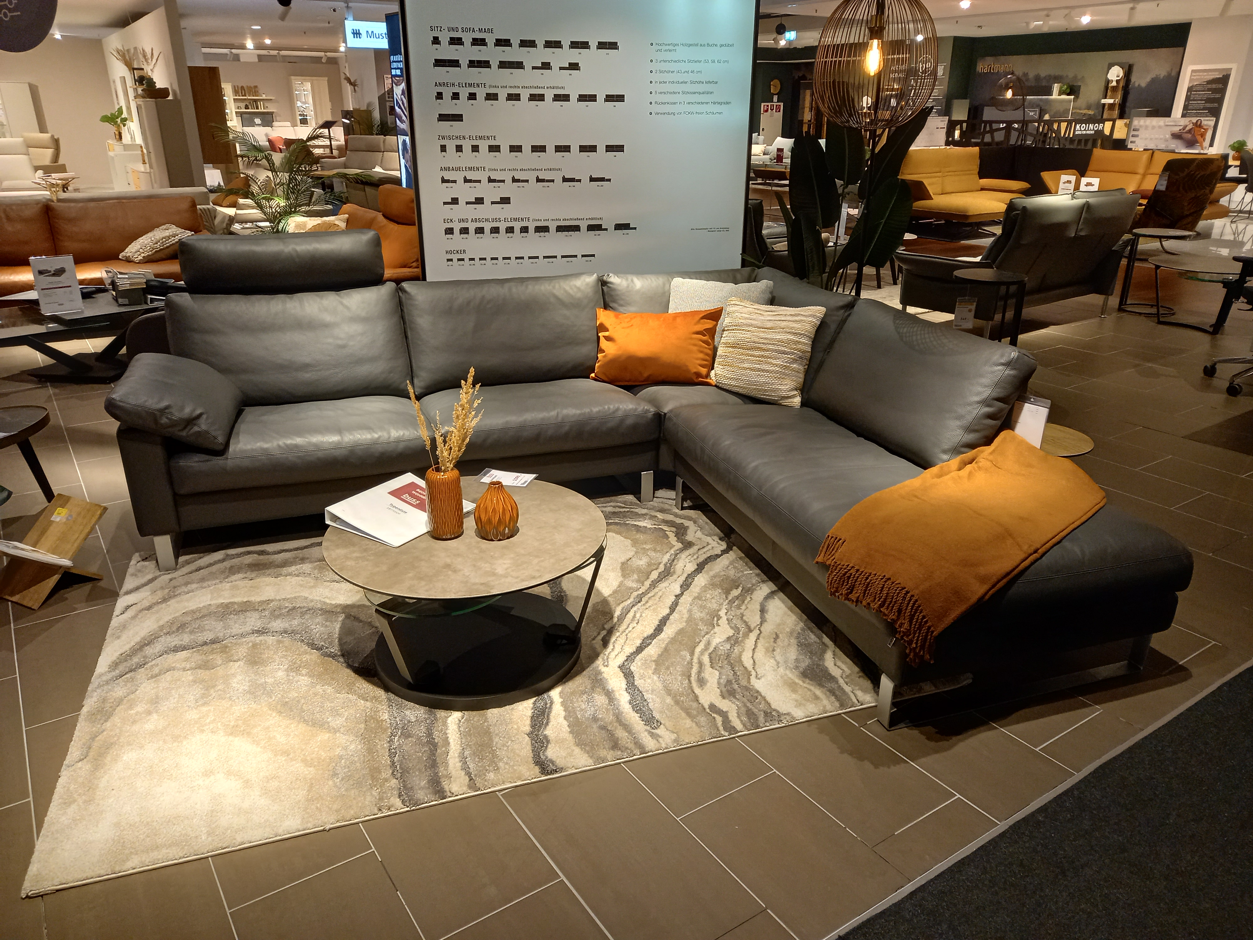 Erpo Polstergruppe CLASSIC 500 ca. 280x249cm in Leder anthrazit