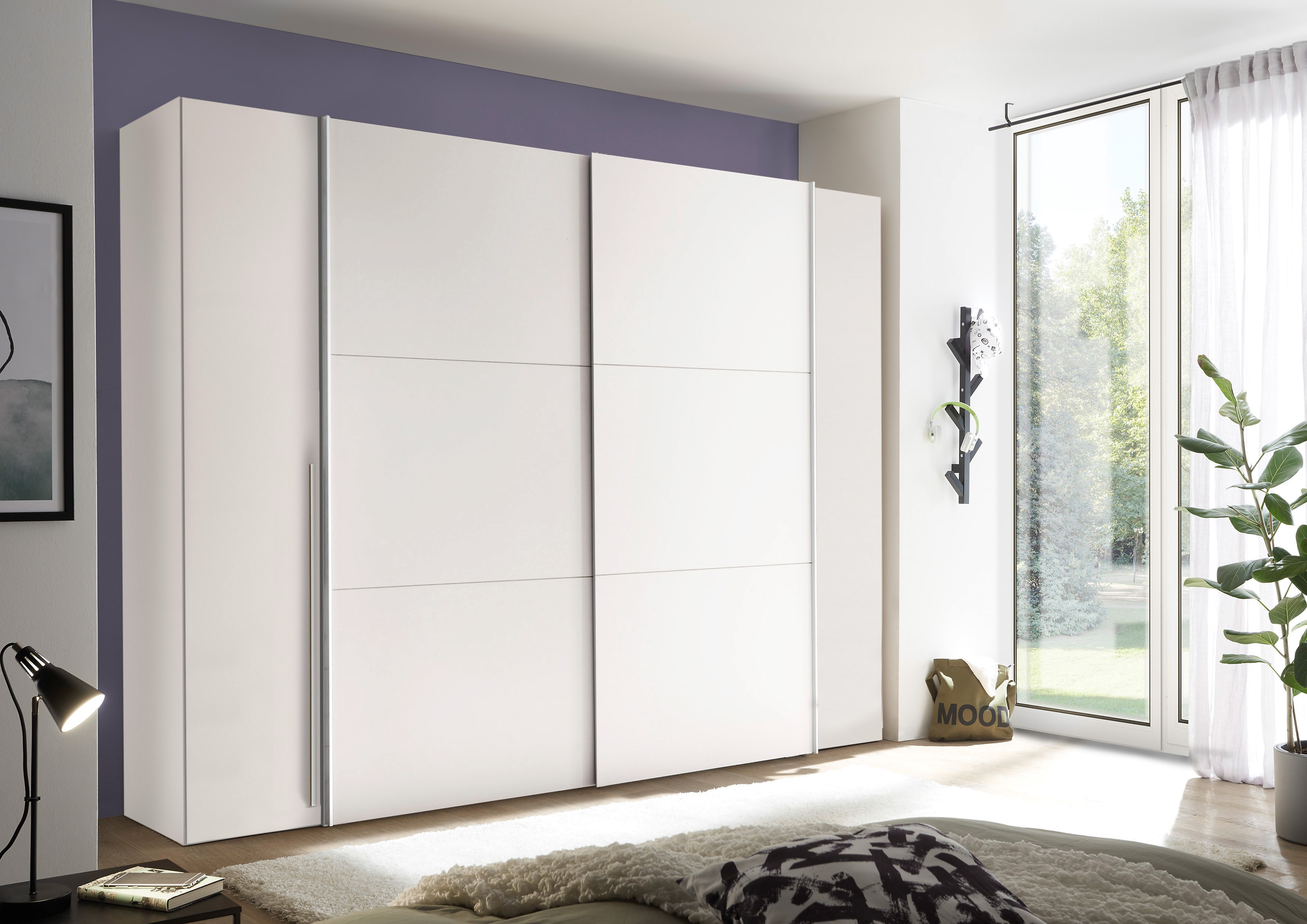 Drehtüren-/Schwebetürenschrank in weiß