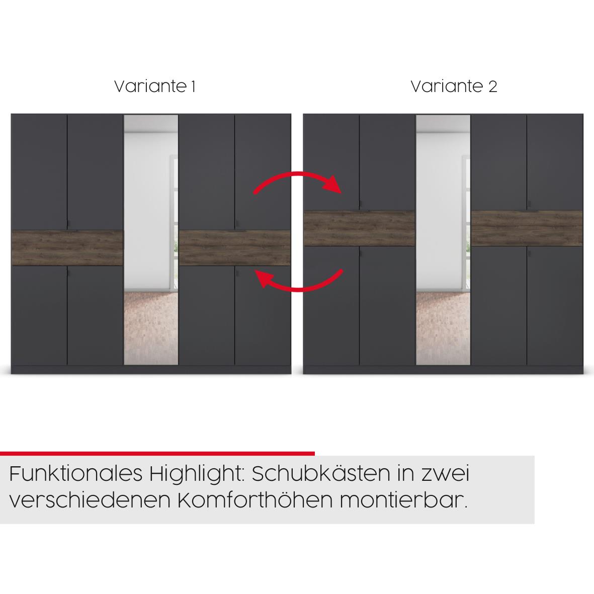 Rauch Möbelwerke Drehtürenschrank in Farbe grau metallic Drehtürenschrank