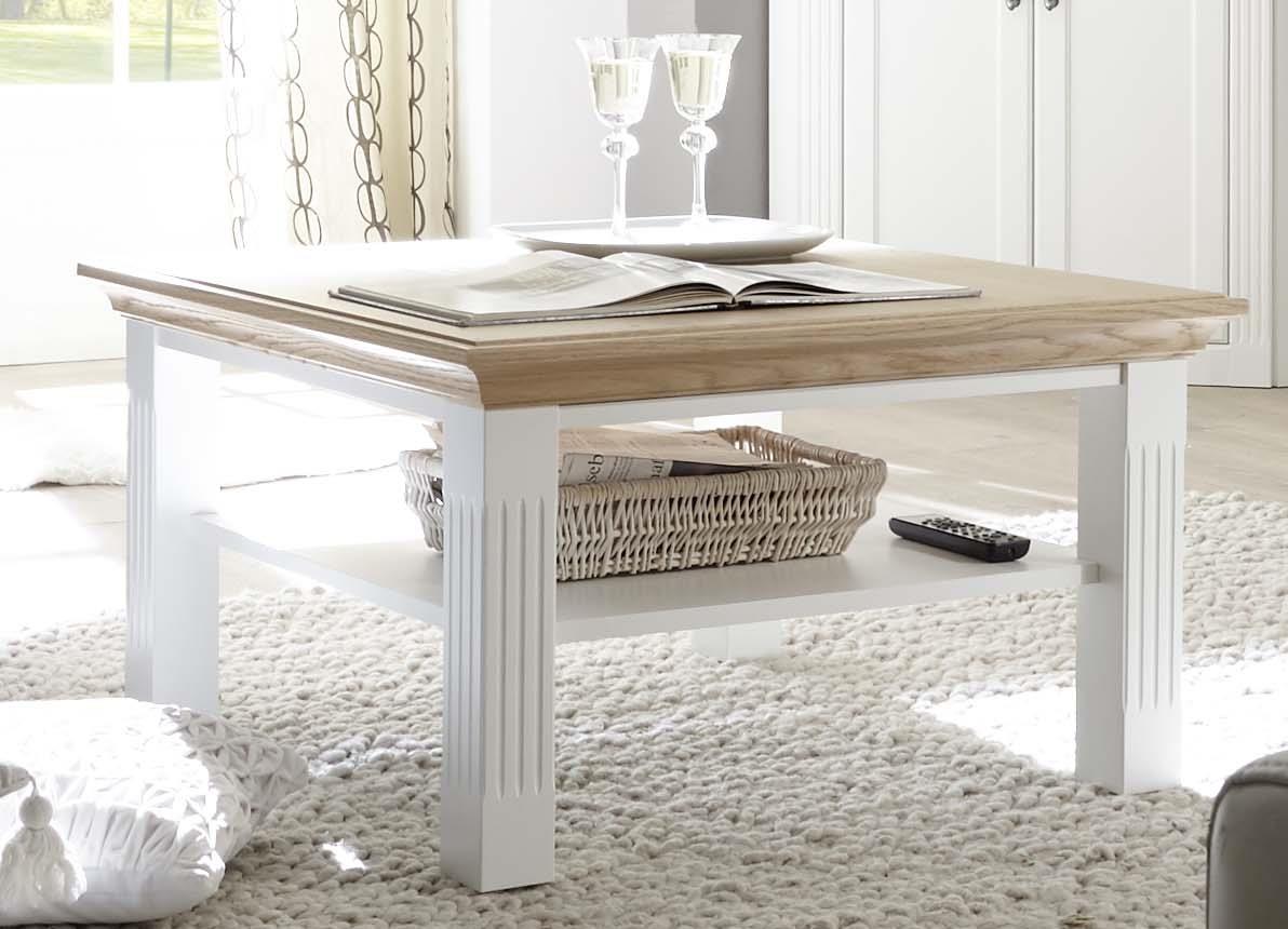 Beistelltisch Maisonette 0389, ca. 60 x 45 x 60 cm in weiß mit Tischplatte Asteiche