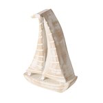 Boltze Dekoaufsteller Jonte Holz natur-weiß, Segelboot-Modell, Holz, Beige, Gestreifte Segel, Maritime Deko