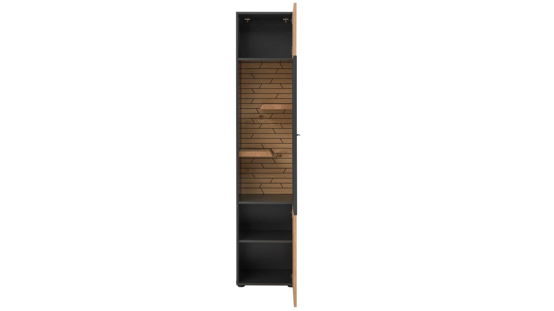 Interliving Vitrine 2108 ca. 44x204x41cm in Schiefer/Wildeiche