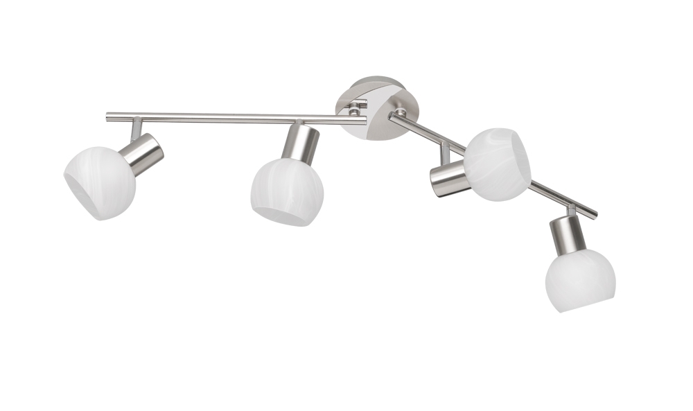 Reality Strahler ANTIBES 4-flammig in Farbe Nickel matt, Glas alabasterfarbig Reality Leuchten Strahler ANTIBES in Nickel matt, Glas alabasterfarbig