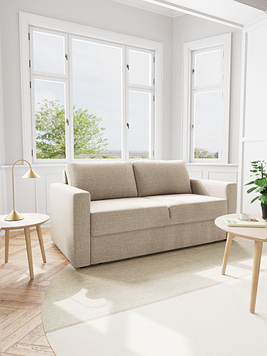 Bettcouch FLEURY in Stoff Basel beige 24, Sofa, Beige, Wohnzimmer, Stoffsofa, Küstenblick