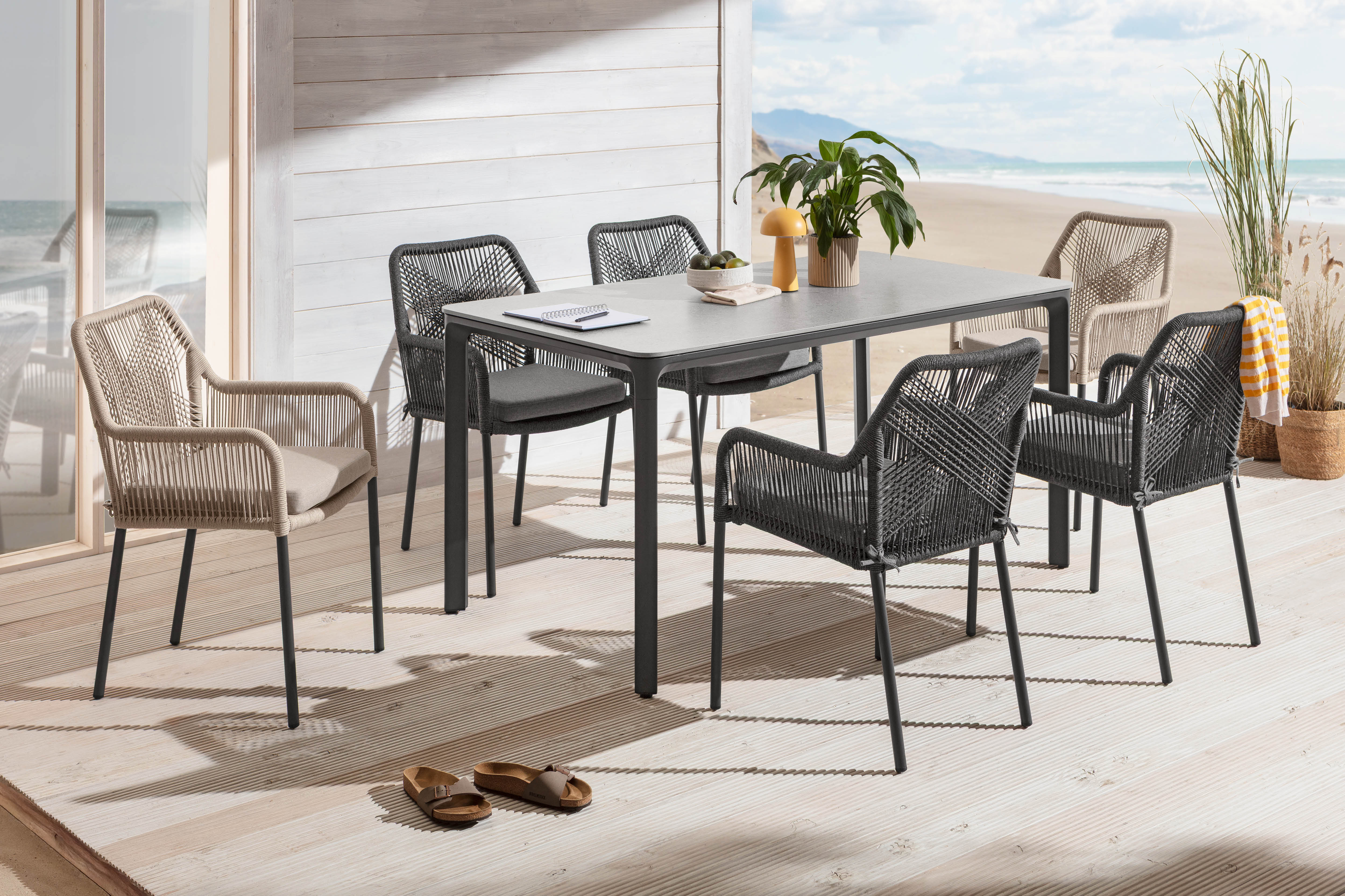 Animated markings image Gartenmöbel, Esstisch, Stühle, Rattendesign, Tischplatte