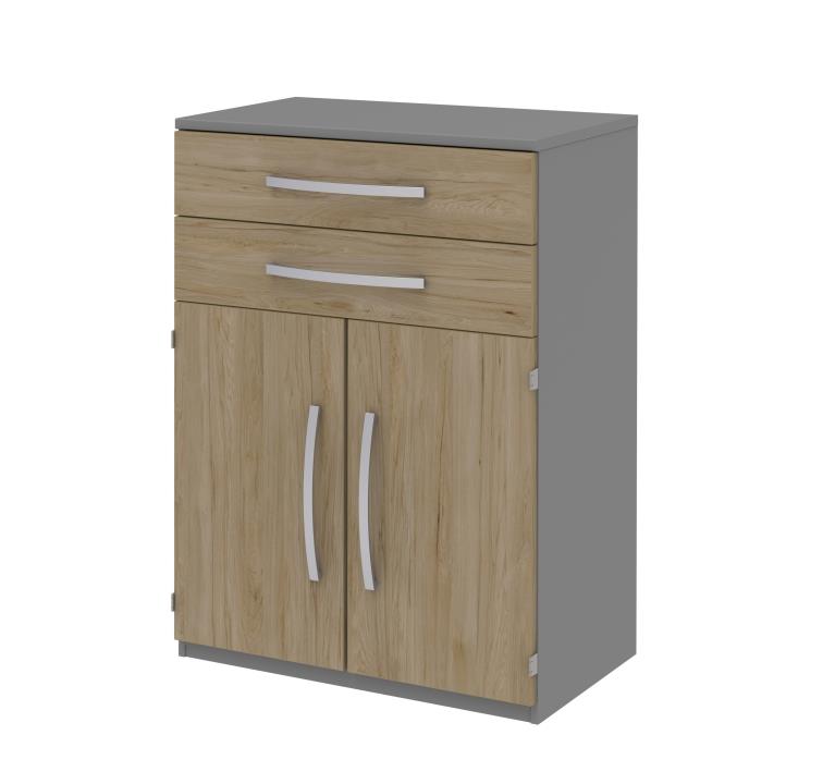 Aktenelement 019 TECHNO BY RB in Mehrfarbig Röhr-Bush Aktenelement TECHNO 019 in mittelgrau / Front Hickory Eiche Nachbildung