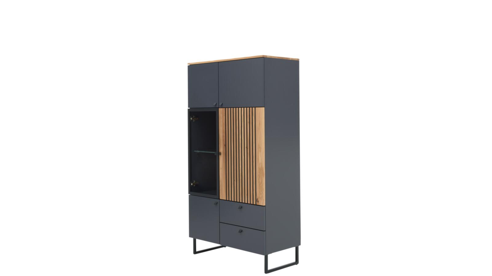 Interliving Highboard INTERLIVING-5605 B/H/T ca.86x158x42cm in Lack quarzgrau