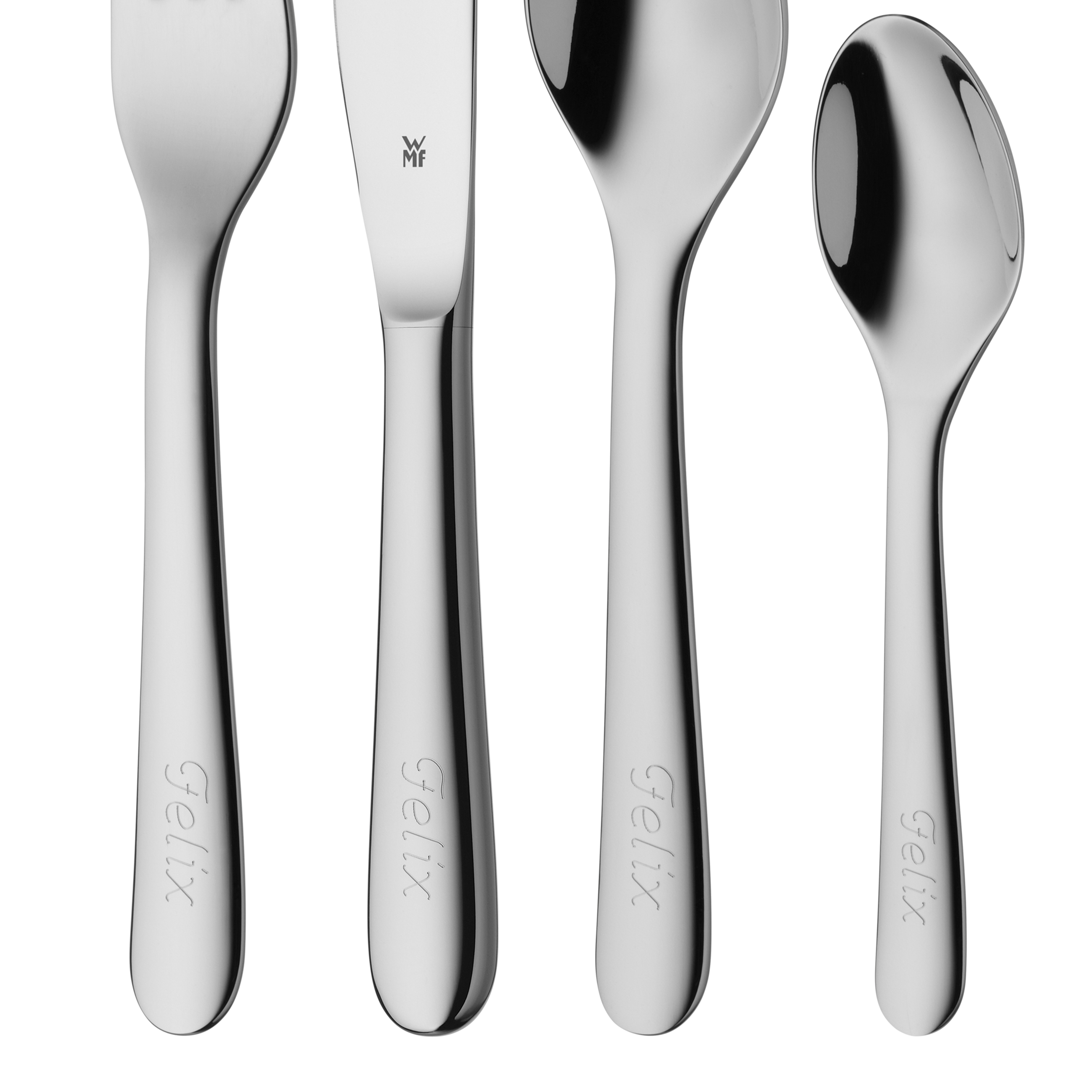 WMF Kinderbesteck-Set Gravur, 4-teilig in poliertem Edelstahl