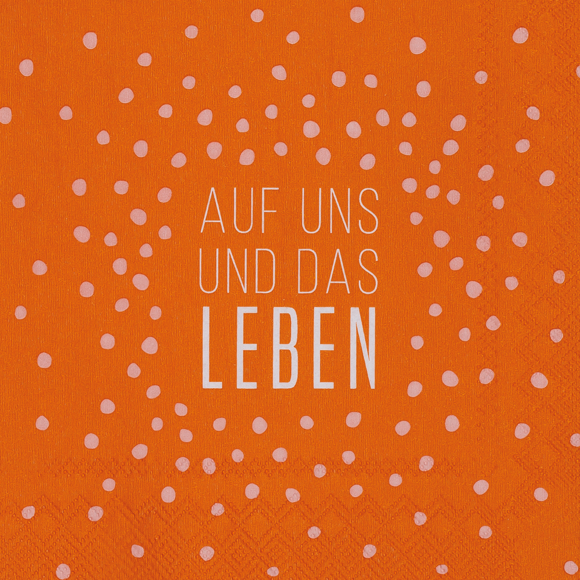 Cocktailserviette Auf uns und das Leben, orange, punkte, text, mustervorlage, grafikdesign