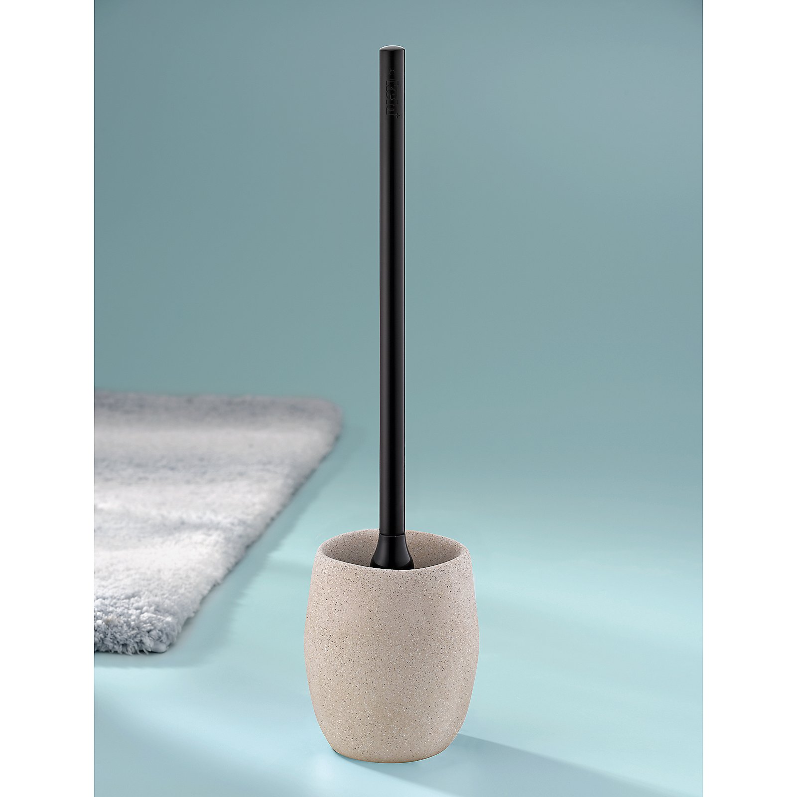 Kela WC-Garnitur Roda beige RODA in Beige, Toilettenbürstenhalter, Toilettenbürste, Bürstenhalter, Silikonfaser, Küchenbad-accessory, Toilettebürste, Toilettenbürstenhalter, schwarze Bürste, Keramikhalter, Badezimmerzubehör